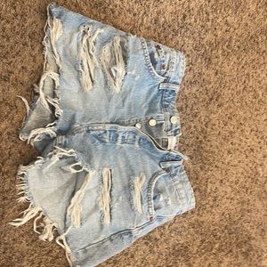 Zara light blue straight cut Jean shorts